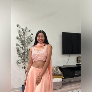 Peach Georgette Lehenga Choli